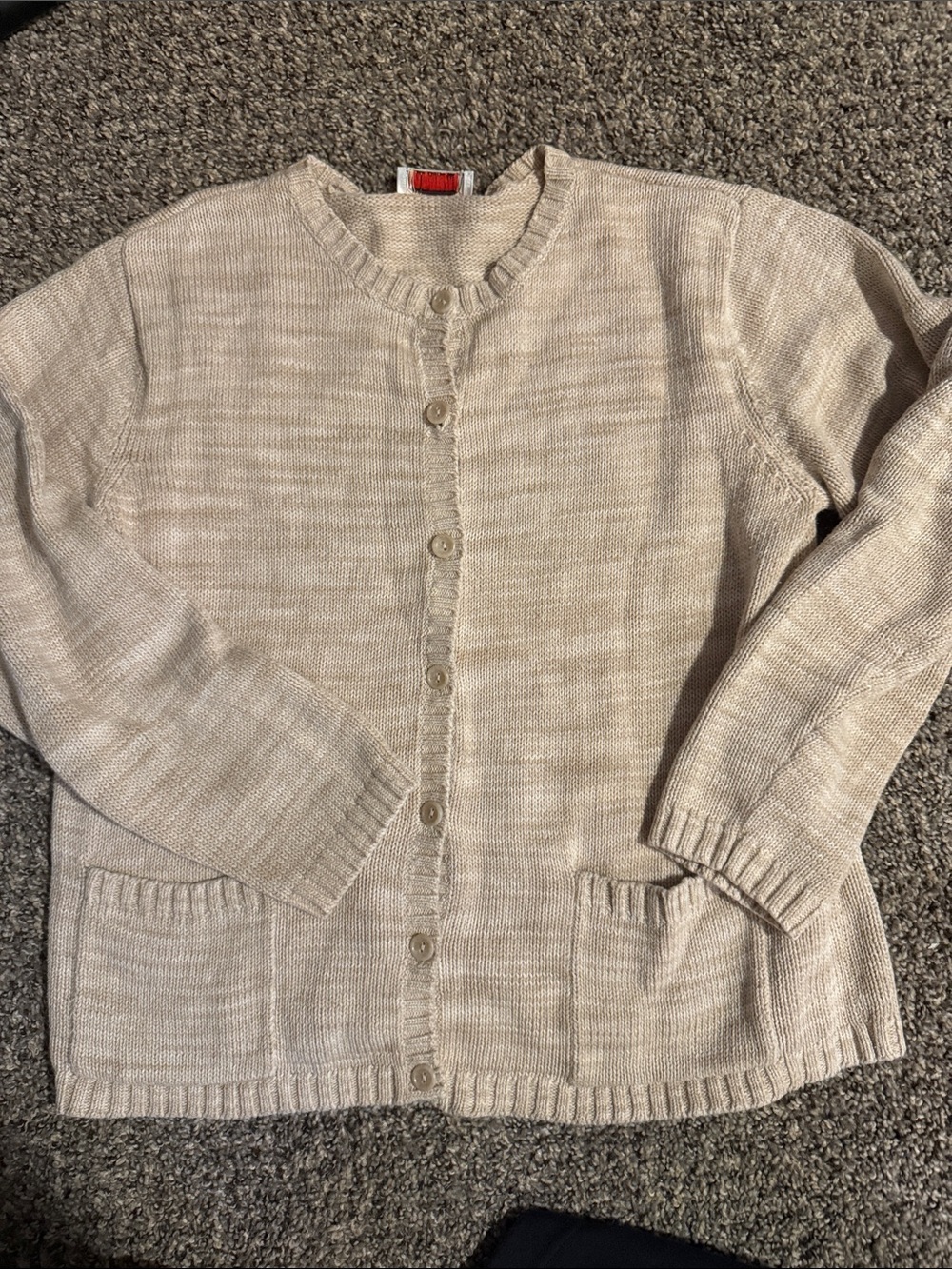 Talbots Cream Button-Front Knit Cardigan